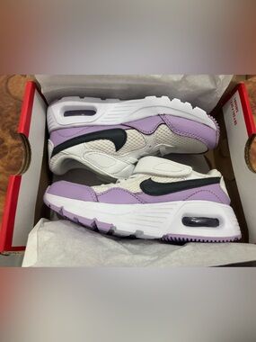 NIB Kids Nike Air Max White Purple Velcro Closure